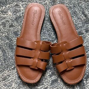 New Madewell Tan Leather Strappy Slide Sandals size 7